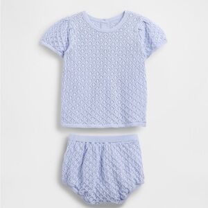 NWT  BabyGap Periwinkle Cotton Crochet Set, 3-6mos